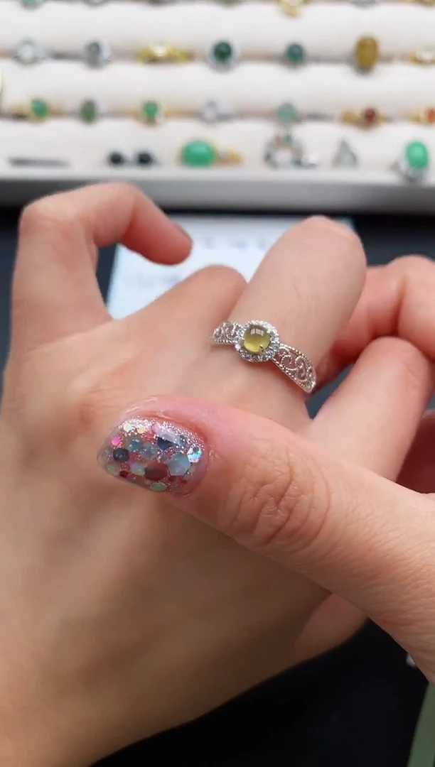 银S925镶嵌戒指翡翠4444444+1