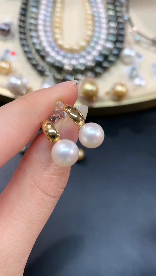 【闪购商品】海水珍珠耳饰18K金镶嵌A24|1800