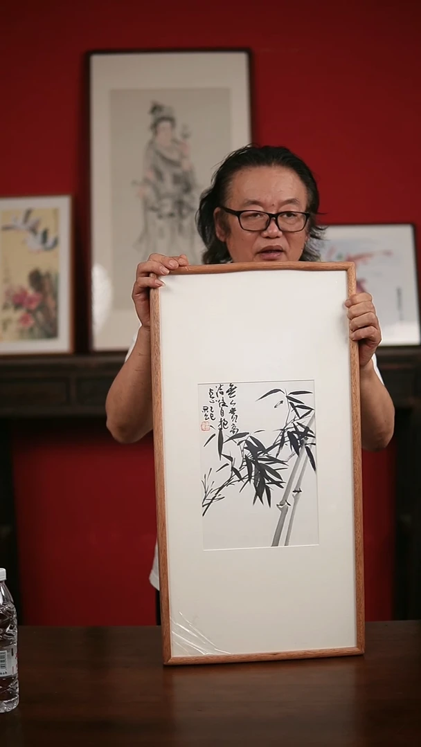 国画国画手写手绘-33*66实木框