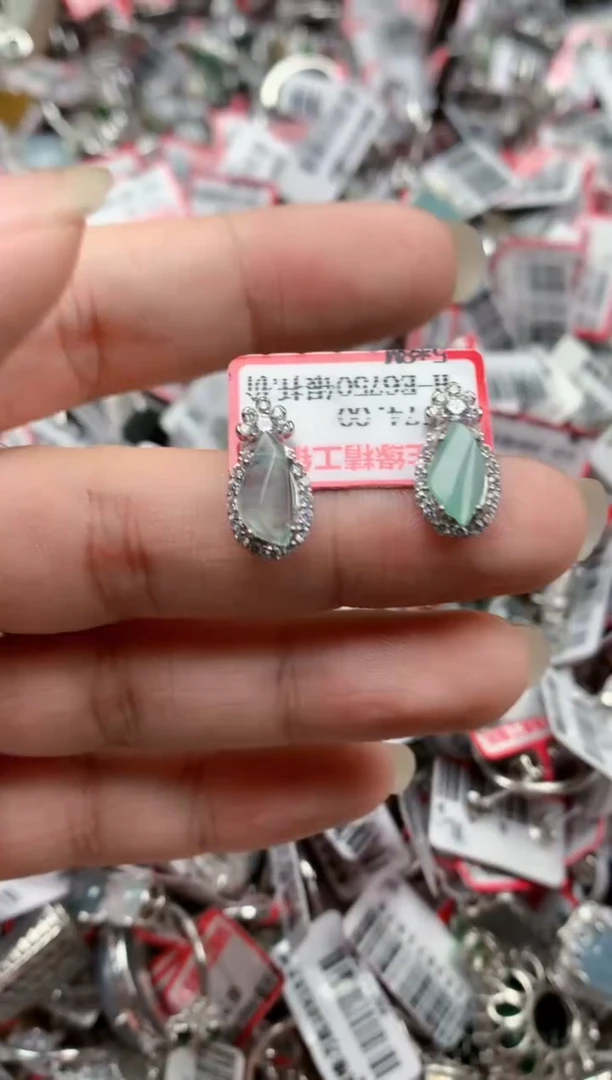 银S925镶嵌戒指翡翠天然A货缅甸翡翠