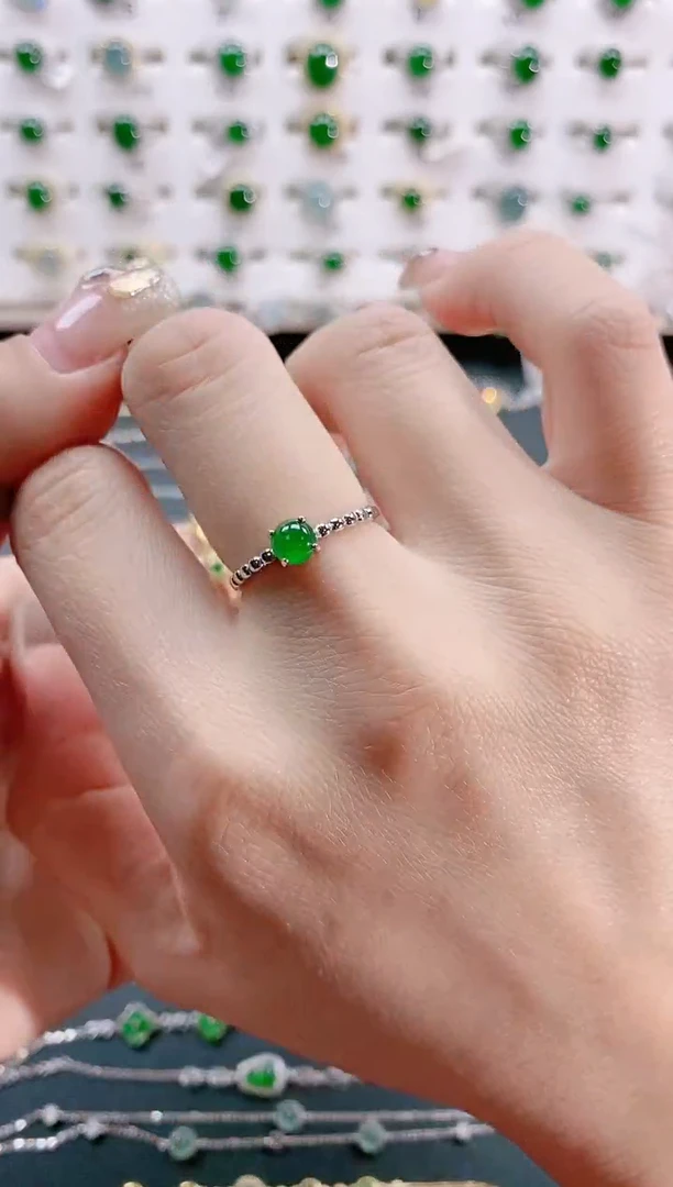 【闪购商品】翡翠戒指银S925镶嵌天然翡翠