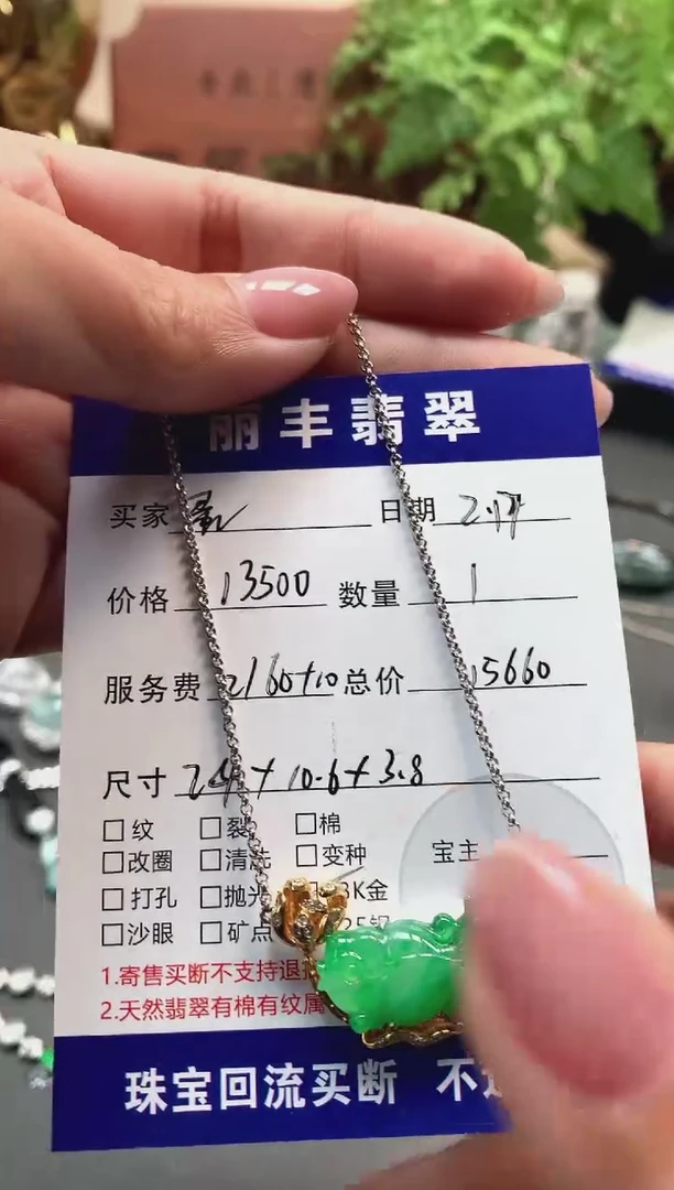 【闪购商品】翡翠颈饰18K金镶嵌吊坠
