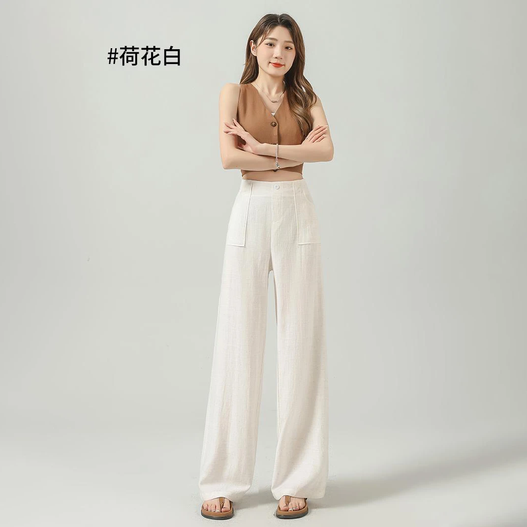 夏季薄款百搭莱赛尔亚麻休闲透气直筒裤
