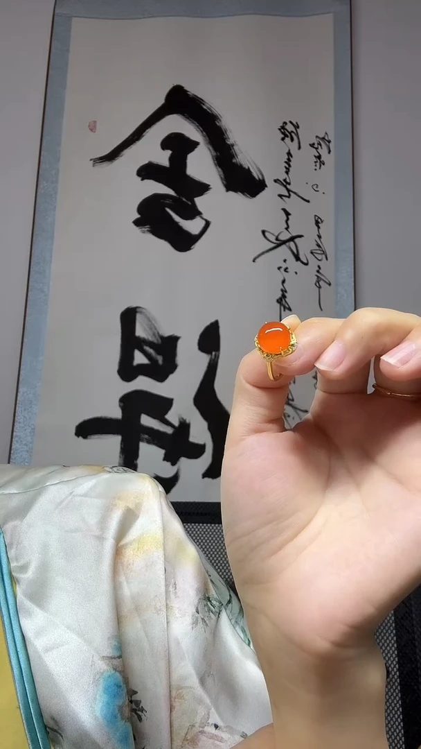 银S925镶嵌南红玛瑙戒指戒指