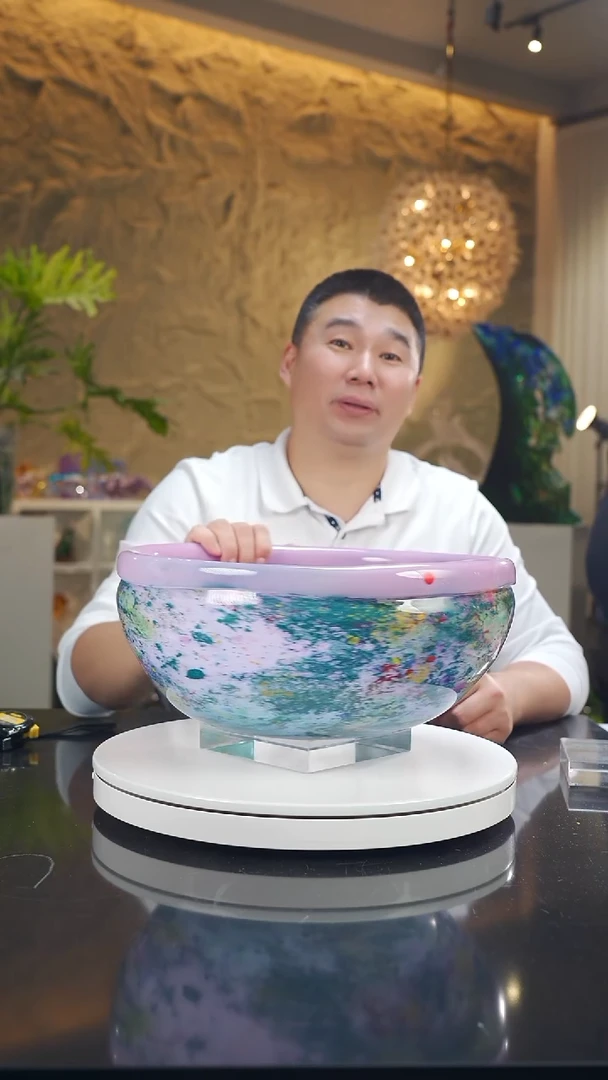 手工艺品琉璃莫奈花园设计款大果盘