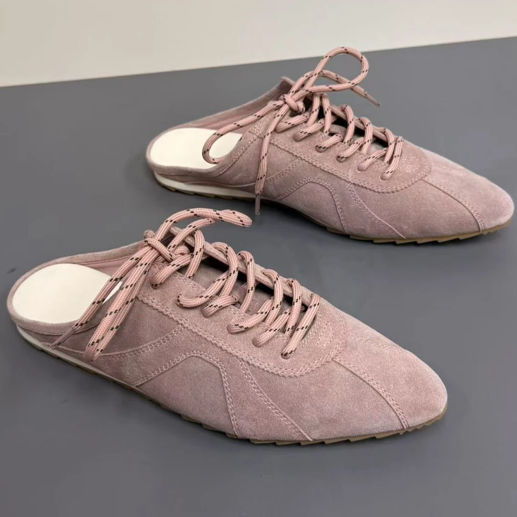 时尚商务休闲包头牛京皮半拖女鞋舒适百搭潮流潮鞋