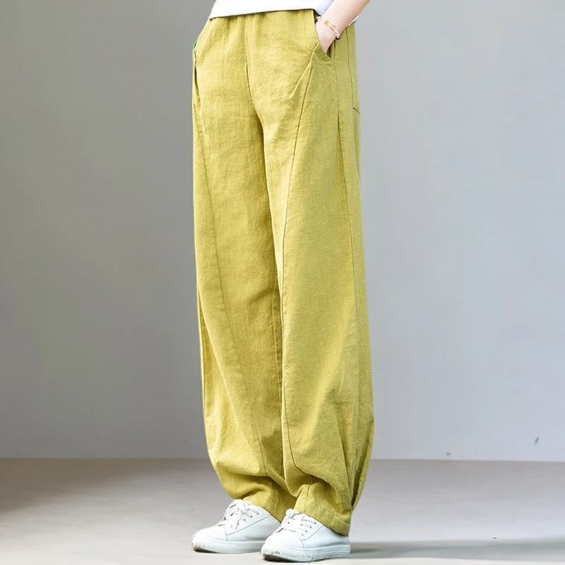 棉麻灯笼裤女2024新款夏装宽松大码休闲裤复古晨练打坐禅服太极裤