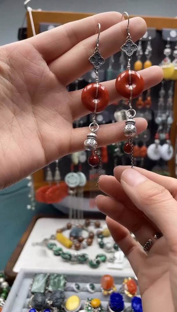 【闪购商品】翡翠耳饰银S925镶嵌饰品