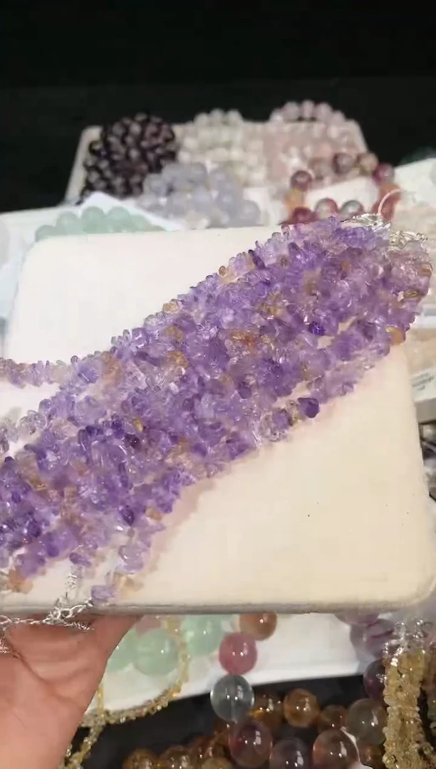 水晶手链未镶嵌多样性发一巴西紫黄手链