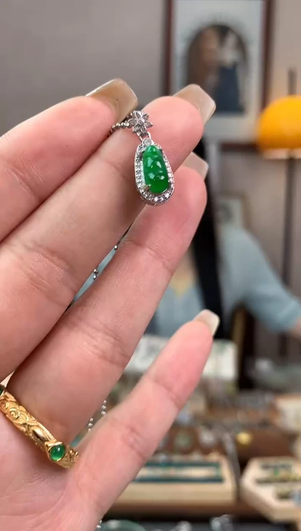 翡翠银S925镶嵌吊坠(不含链)吊坠