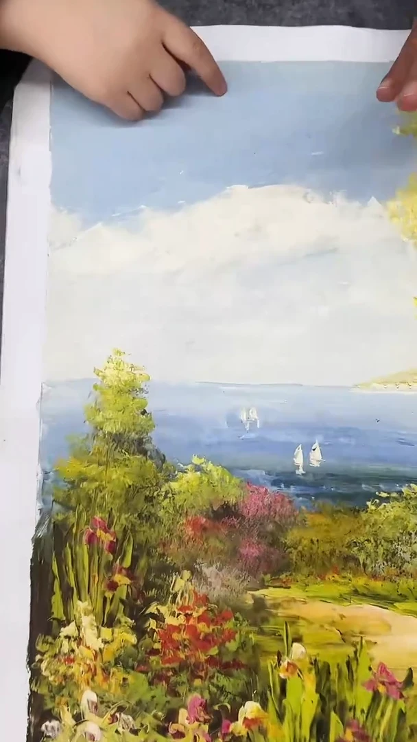 国画油画梅清-50x60-风景-带书