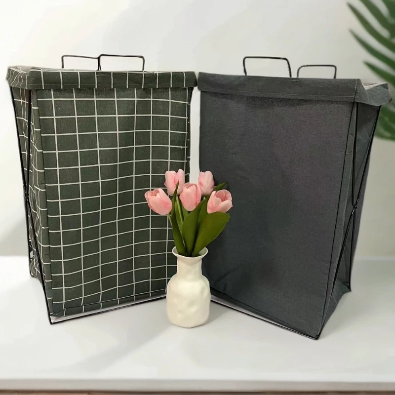 （1个装）蓝格子简约风清新家用大容量防水可折叠脏衣服收纳箱