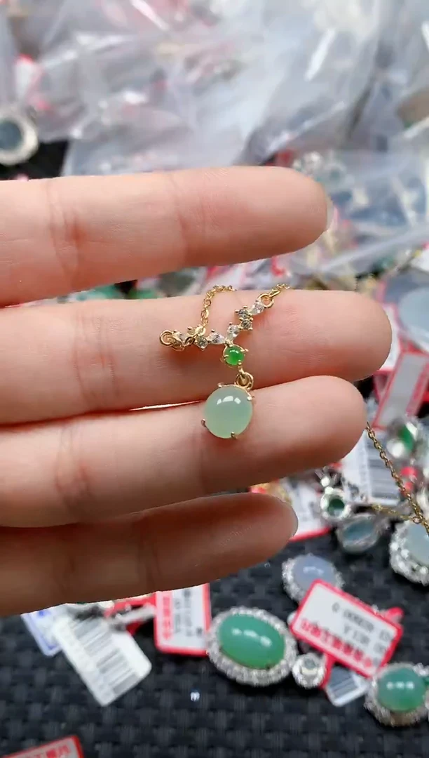 银S925镶嵌戒指翡翠天然A货缅甸翡翠