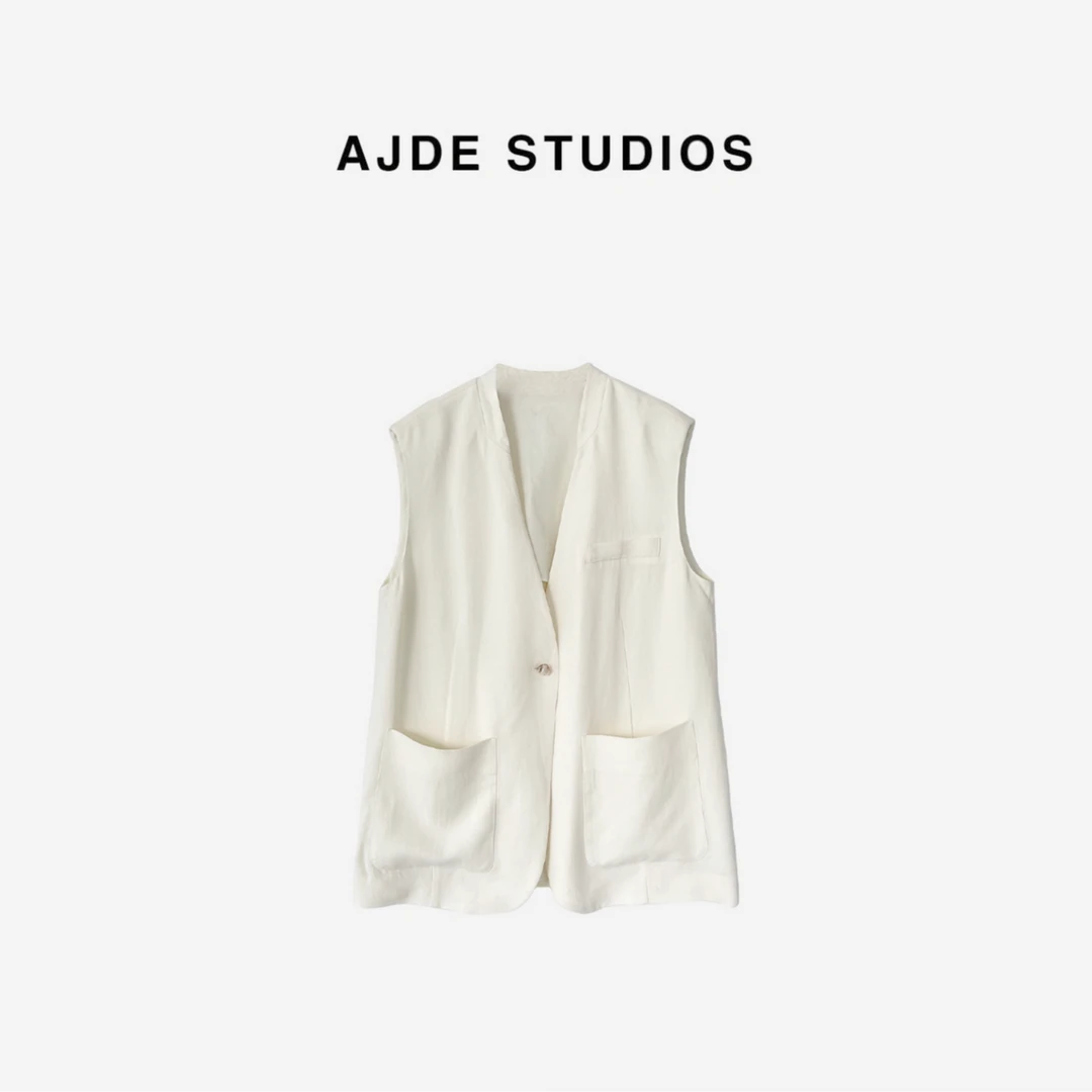 AJDE｜天丝亚麻V领白马甲 01