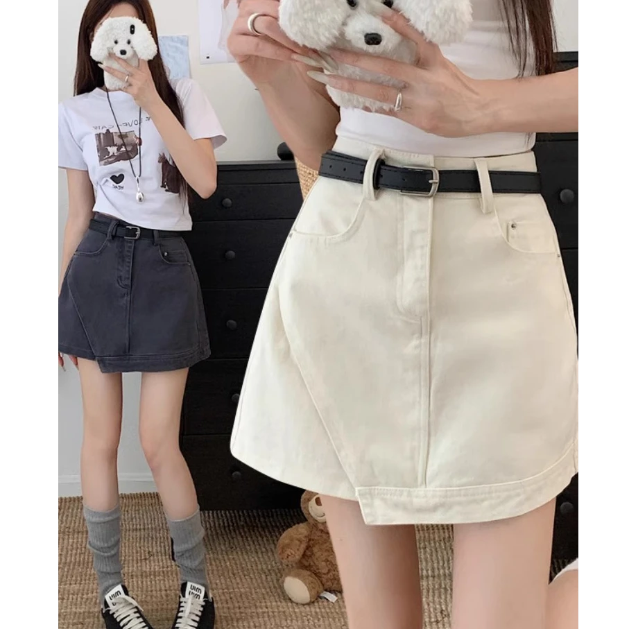 2025新款不规则牛仔裙半身裙女夏短裙高腰A字裙半裙包臀裙裙子潮