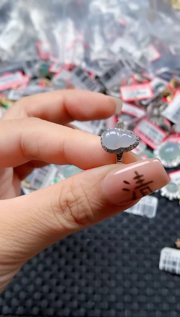 银S925镶嵌戒指翡翠天然A货缅甸翡翠