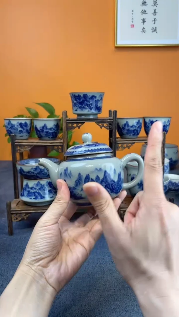 景德镇陶瓷釉下青花八件套＋壶