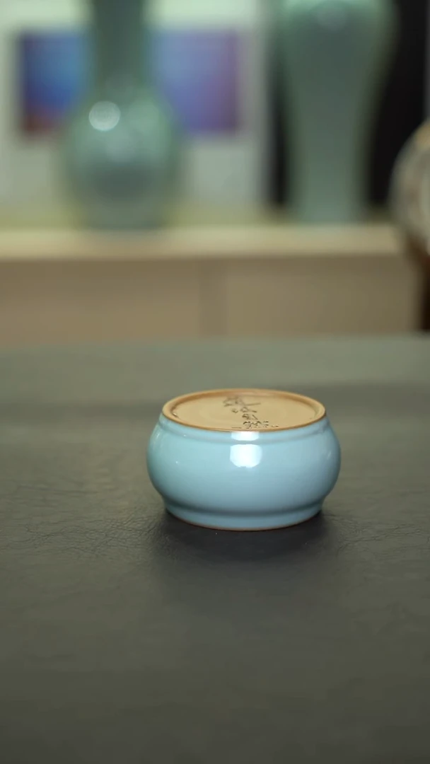 杯子瓷天青盖置实心