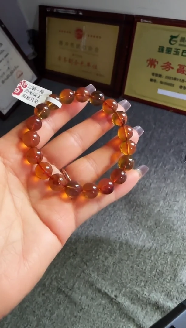 手串琥珀未镶嵌#17缅甸琥珀紫罗兰手串10mm