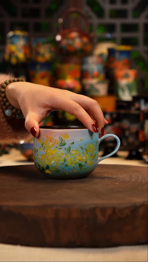 油画   手绘釉下彩   杯子