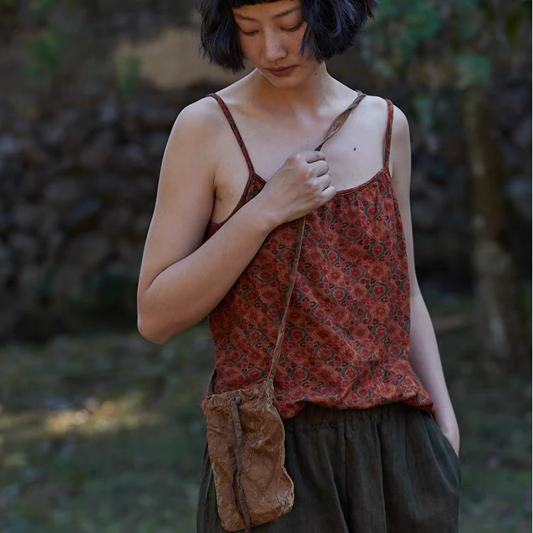 23SS0021 丝棉提花配饰植物染可调节肩包带双层质感原创设计