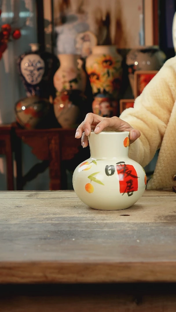 【闪购商品】瓷片景德镇纯手工釉下彩精品花瓶