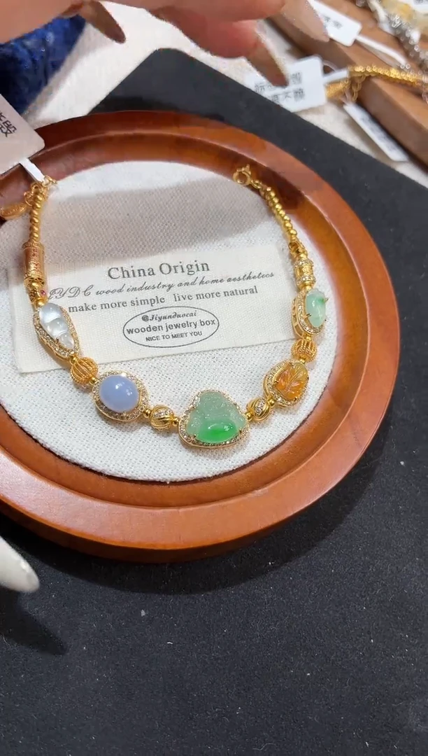 吊坠(不含链)银S925镶嵌翡翠手链