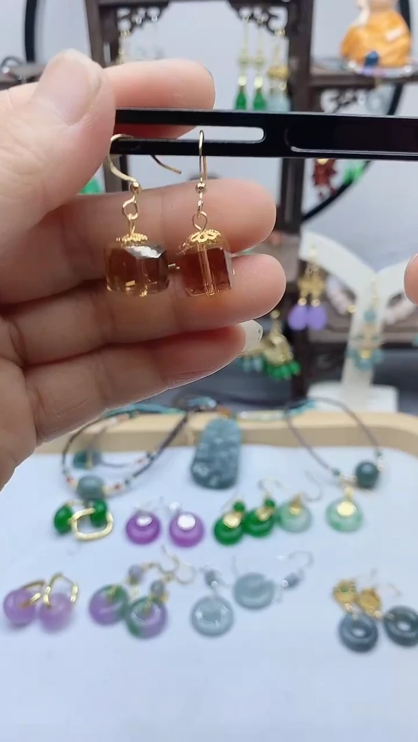 水晶耳饰14K金镶嵌88水晶