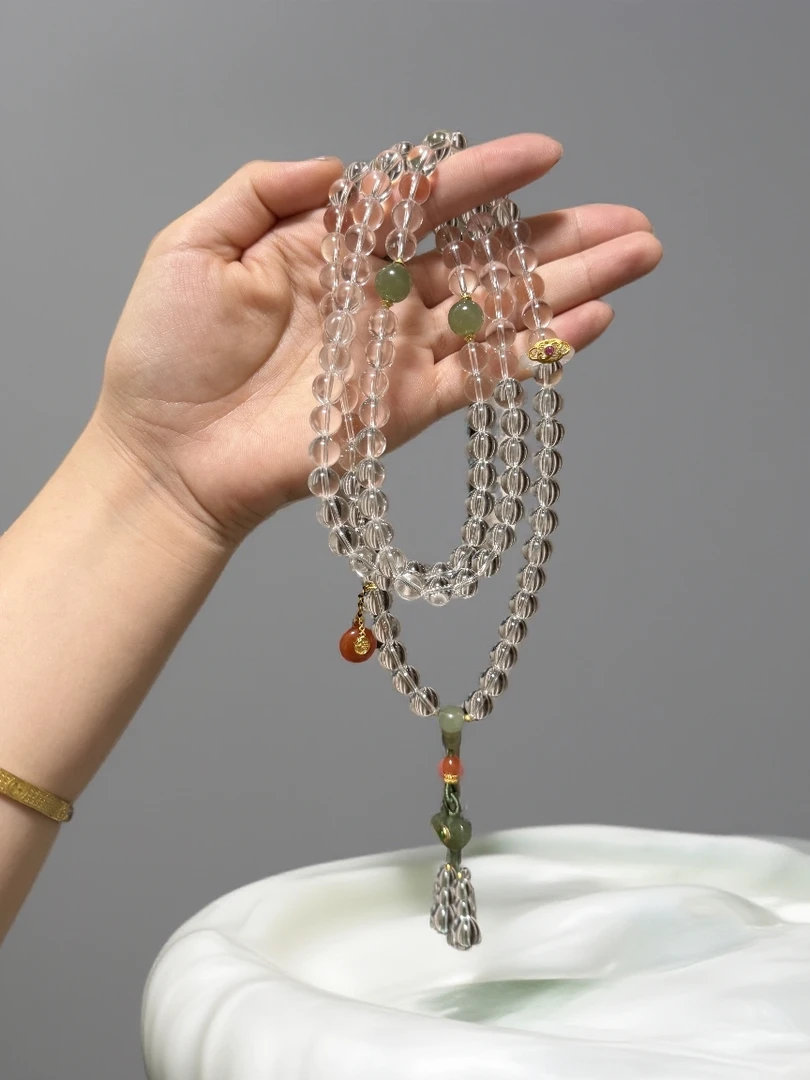 天然白水晶8毫米108粒朝珠