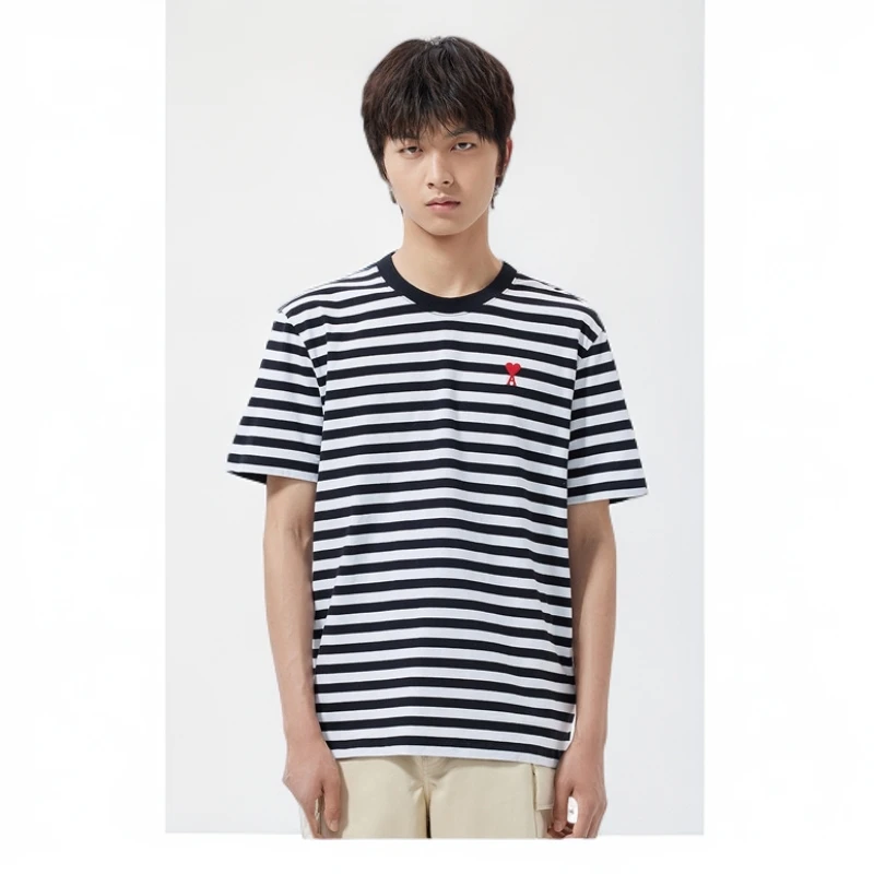 【折扣甄选】AMIPARIS爱心款红色爱心条纹休闲T恤UTS013.074