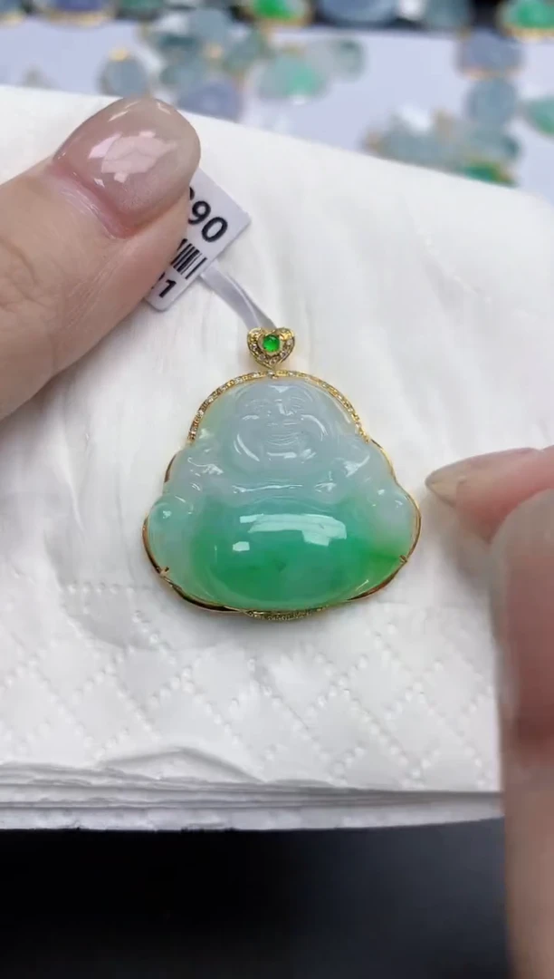 【闪购商品】翡翠颈饰18K金镶嵌天然缅甸翡翠A货