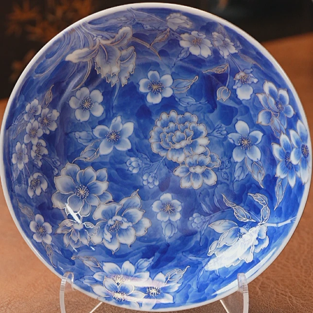 【江广非遗】赋春寻隐青花描银蓝底栀子花壶承丨景德镇手工手绘陶瓷