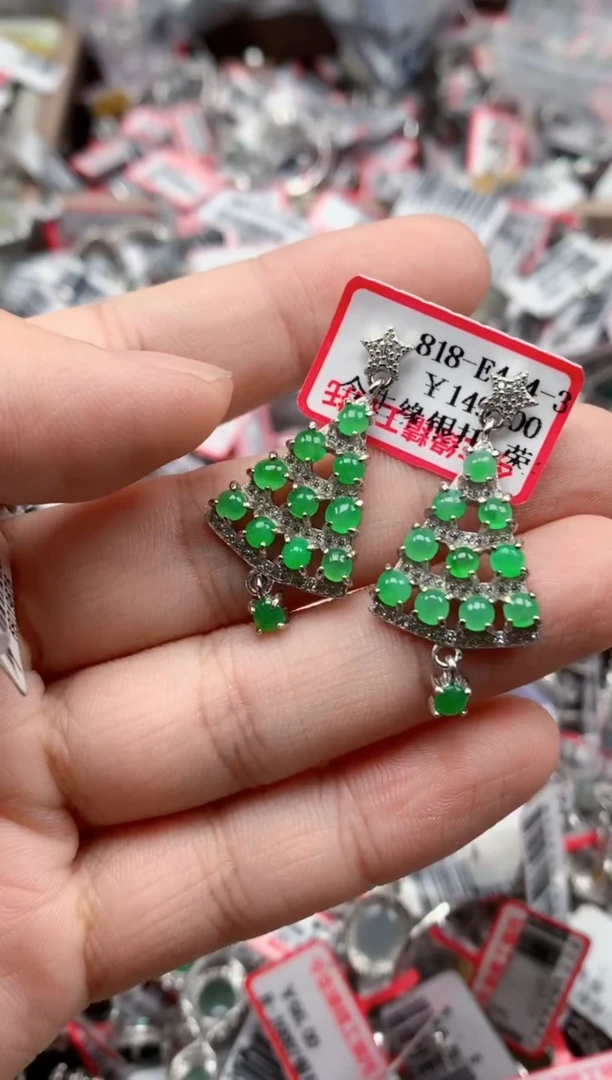 银S925镶嵌戒指翡翠天然A货缅甸翡翠