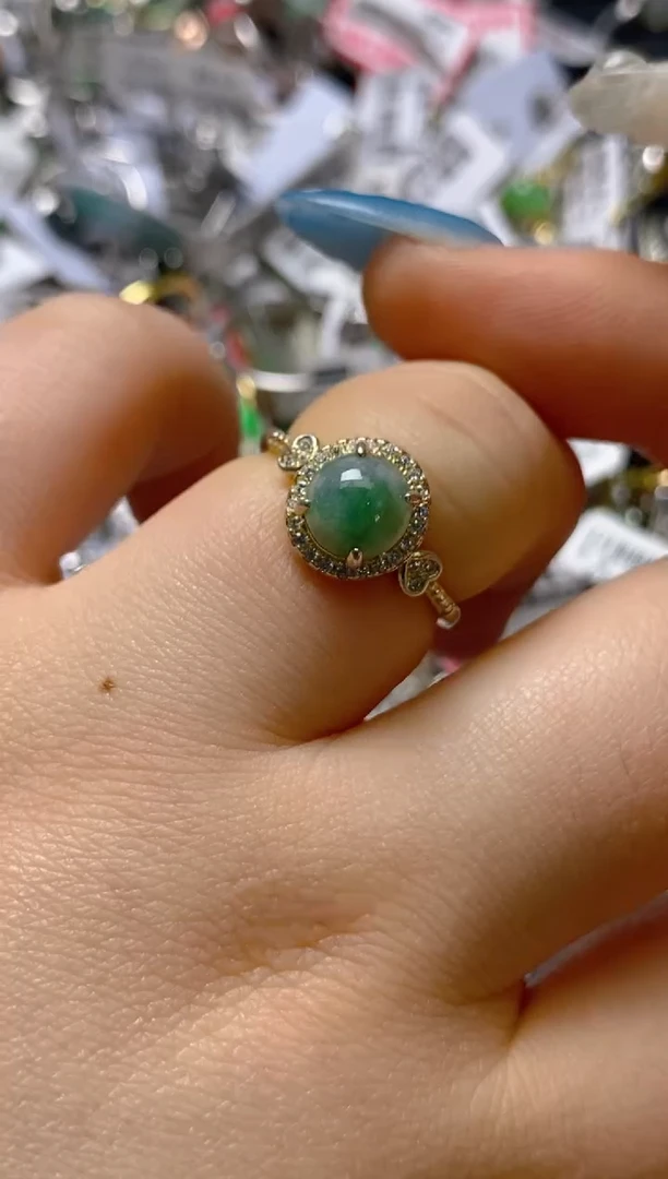 银S925镶嵌戒指翡翠百内无证书