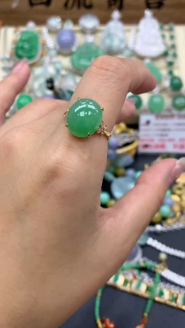 【闪购商品】翡翠戒指18K金镶嵌389-中国好珍宝