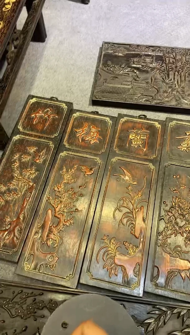 木紫檀拆件雕刻板以直播间实物为准微瑕老物件