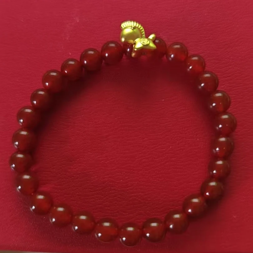 A(194）足金马上有钱（赠卡六红玉 髓）多样性发货