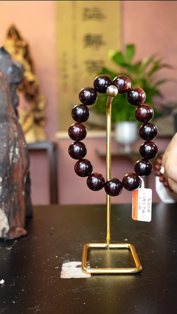 降真香手串/手链海南红降1.5高货黑油芝麻点圆珠单圈沉水