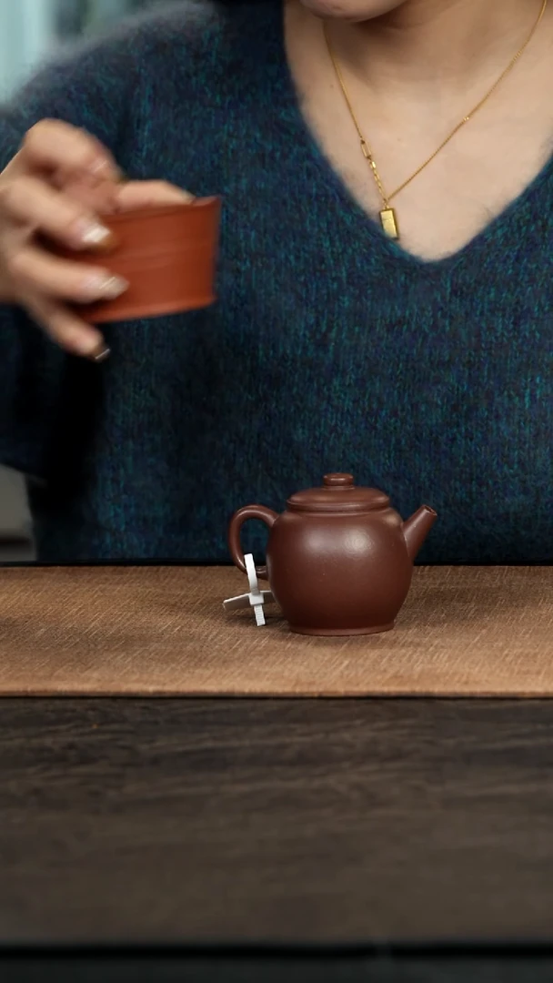 茶壶紫砂巨轮9式120cc老紫泥