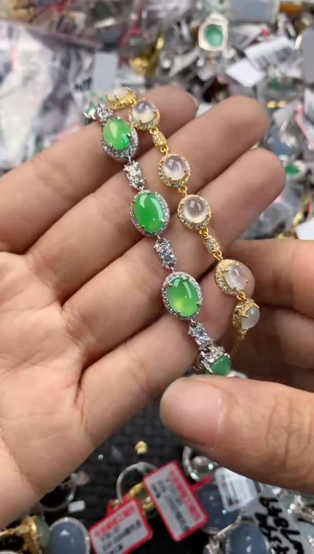 银S925镶嵌戒指翡翠11-11---10