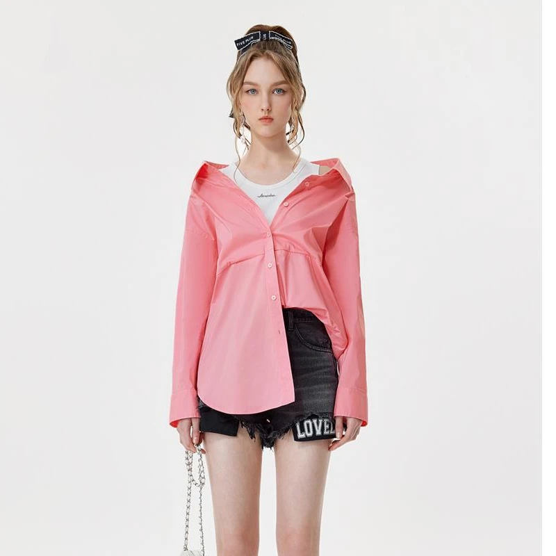 【黄蓉推荐】FIVEPLUS早春衬衫女假两件长袖气质穿搭小清新24K年2TN