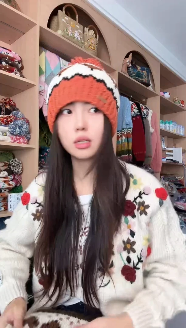 羊毛白菊小狐狸帽子