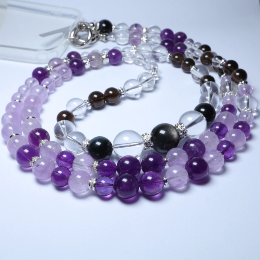 108颗天然水晶项链挂链时尚女款长款珠珠