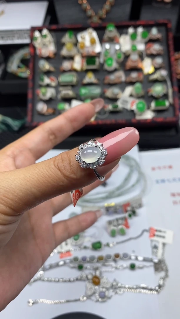 银S925镶嵌戒指翡翠1