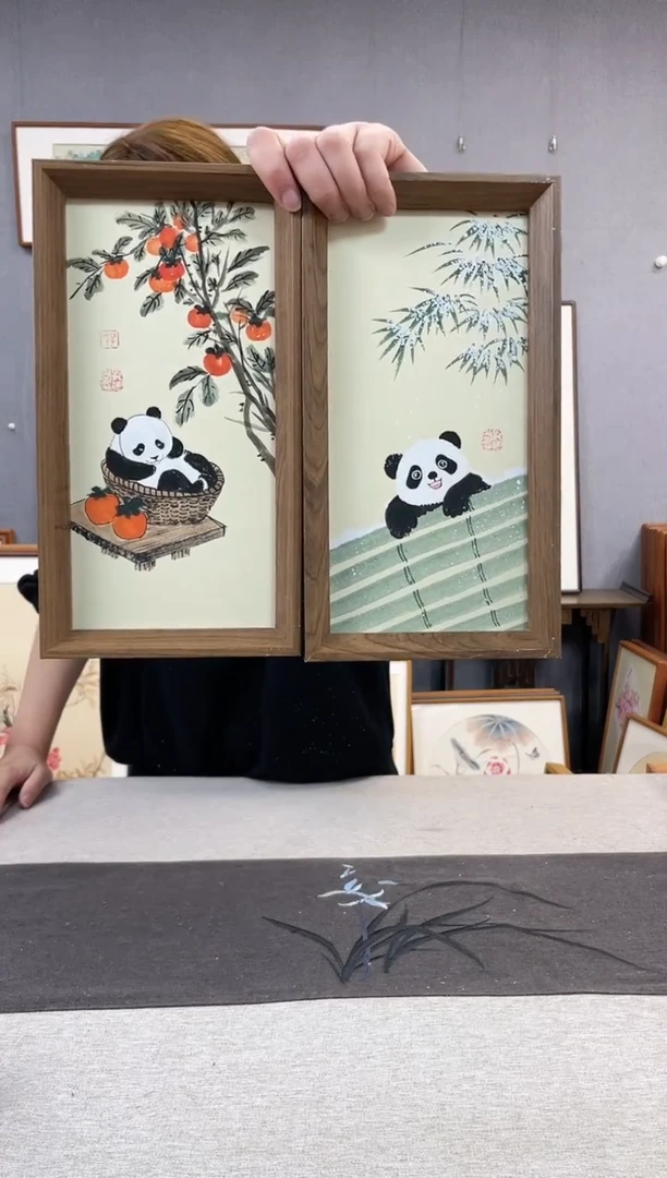 【闪购商品】国画手写手绘带框作品-16*29-