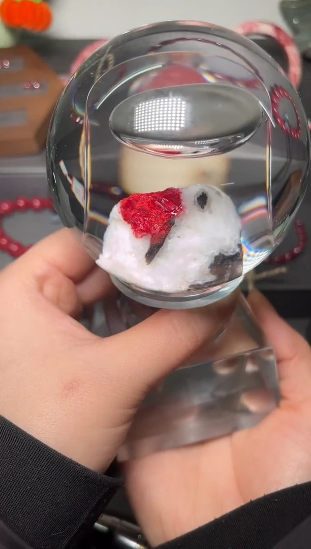 天然辰砂朱砂晶体随型毛料水晶球摆件010105