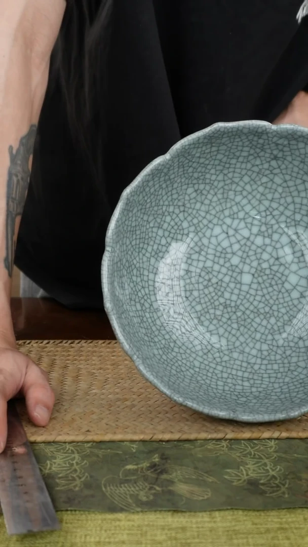 陶瓷一件包邮福禄双莲大号20cm粉青带铁线茶洗