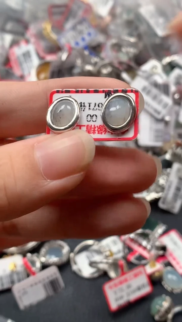 银S925镶嵌戒指翡翠天然A货缅甸翡翠