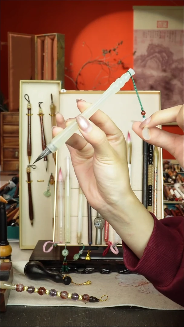 103号闪孤品高货毛笔链接 清水试笔 蘸墨不退