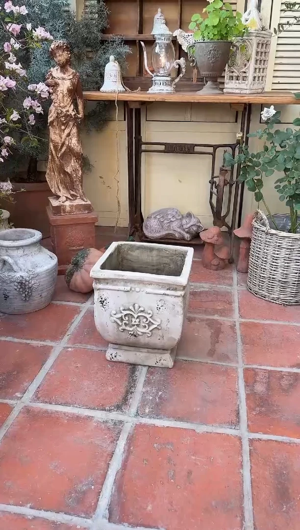 方口做旧白复古花盆